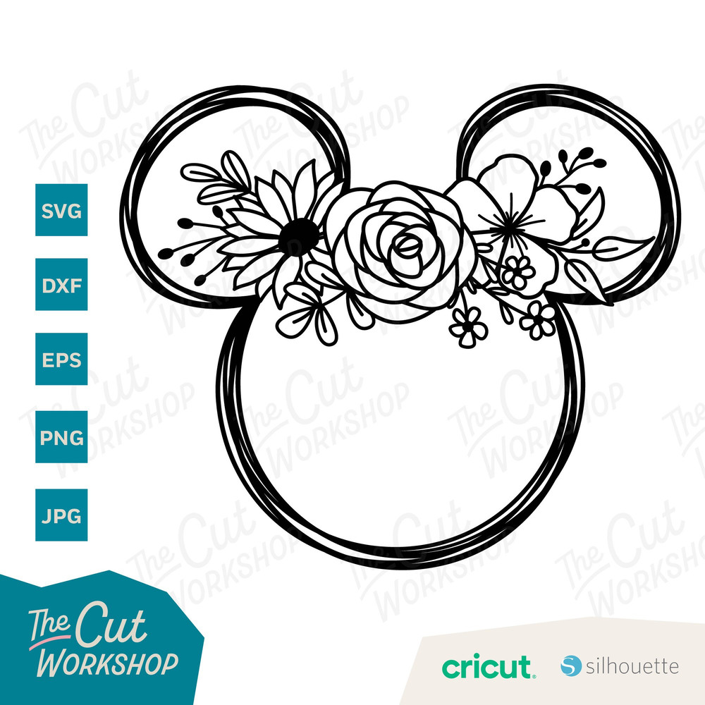 Mouse Ears Flower Crown Floral  SVG Clipart Images Digital Download Sublimation Cricut Cut File Png Dxf Jpg - 2.jpg