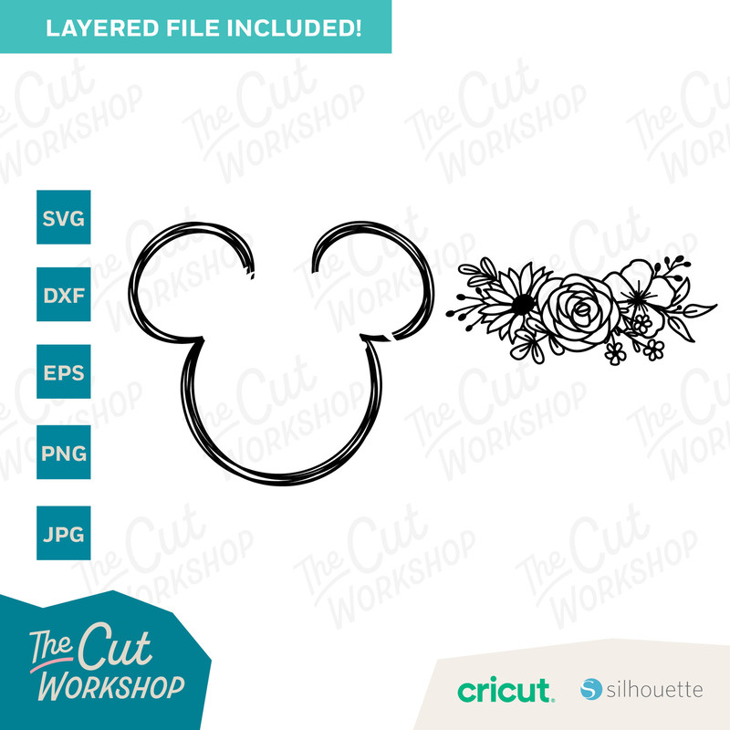 Mouse Ears Flower Crown Floral  SVG Clipart Images Digital Download Sublimation Cricut Cut File Png Dxf Jpg - 3.jpg