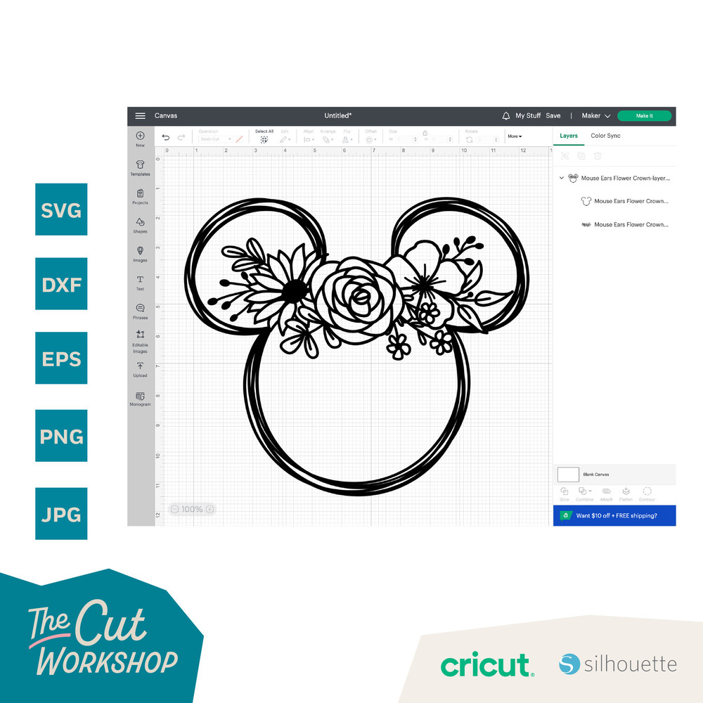 Mouse Ears Flower Crown Floral  SVG Clipart Images Digital Download Sublimation Cricut Cut File Png Dxf Jpg - 4.jpg
