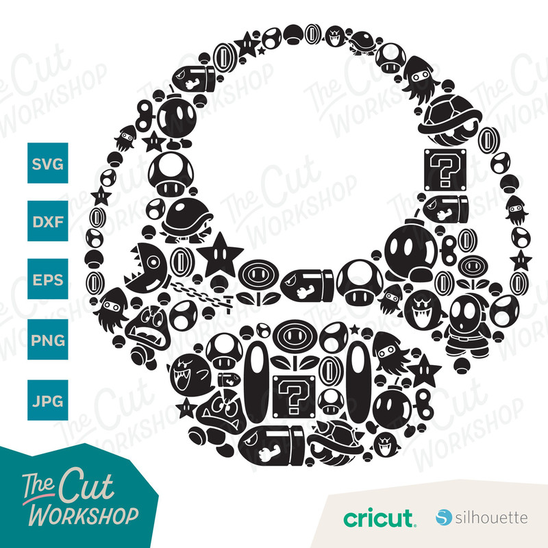 Mushroom Mosaic Style Super Mario Kart 1-Up Power Up Mushroom SVG PNG Clipart Digital Download Sublimation Cricut Cut File Dxf Eps Jpg - 2.jpg