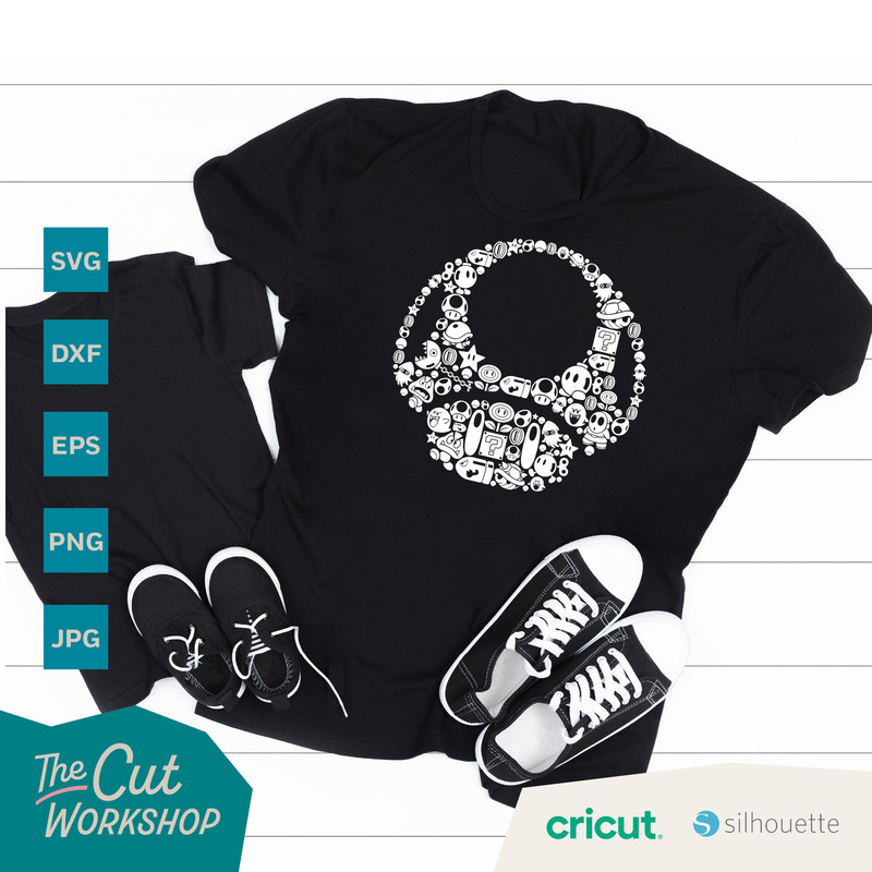 Mushroom Mosaic Style Super Mario Kart 1-Up Power Up Mushroom SVG PNG Clipart Digital Download Sublimation Cricut Cut File Dxf Eps Jpg - 4.jpg