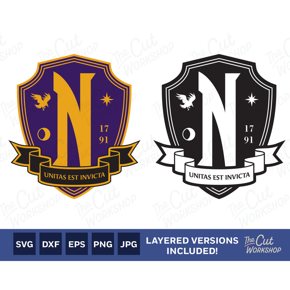 Nevermore Academy Badge Logo Wednesday Addams  Layered SVG Clipart Images Digital Download Sublimation Cricut Cut File Png Dxf Jpg - 1.jpg