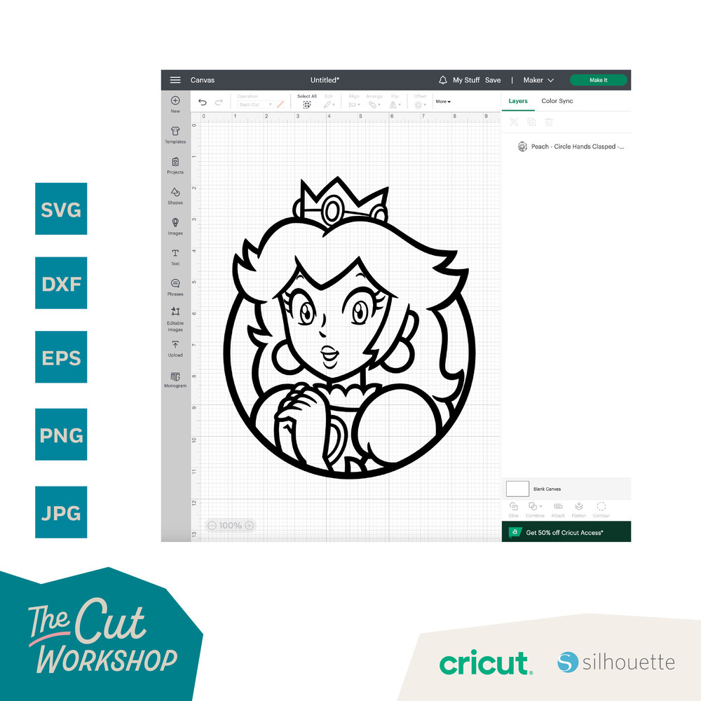 Princess Peach Super Mario Bros Layered and One Color BUNDLE SVG Clipart Digital Download Sublimation Cricut Cut File Png Dxf Eps Jpg - 7.jpg