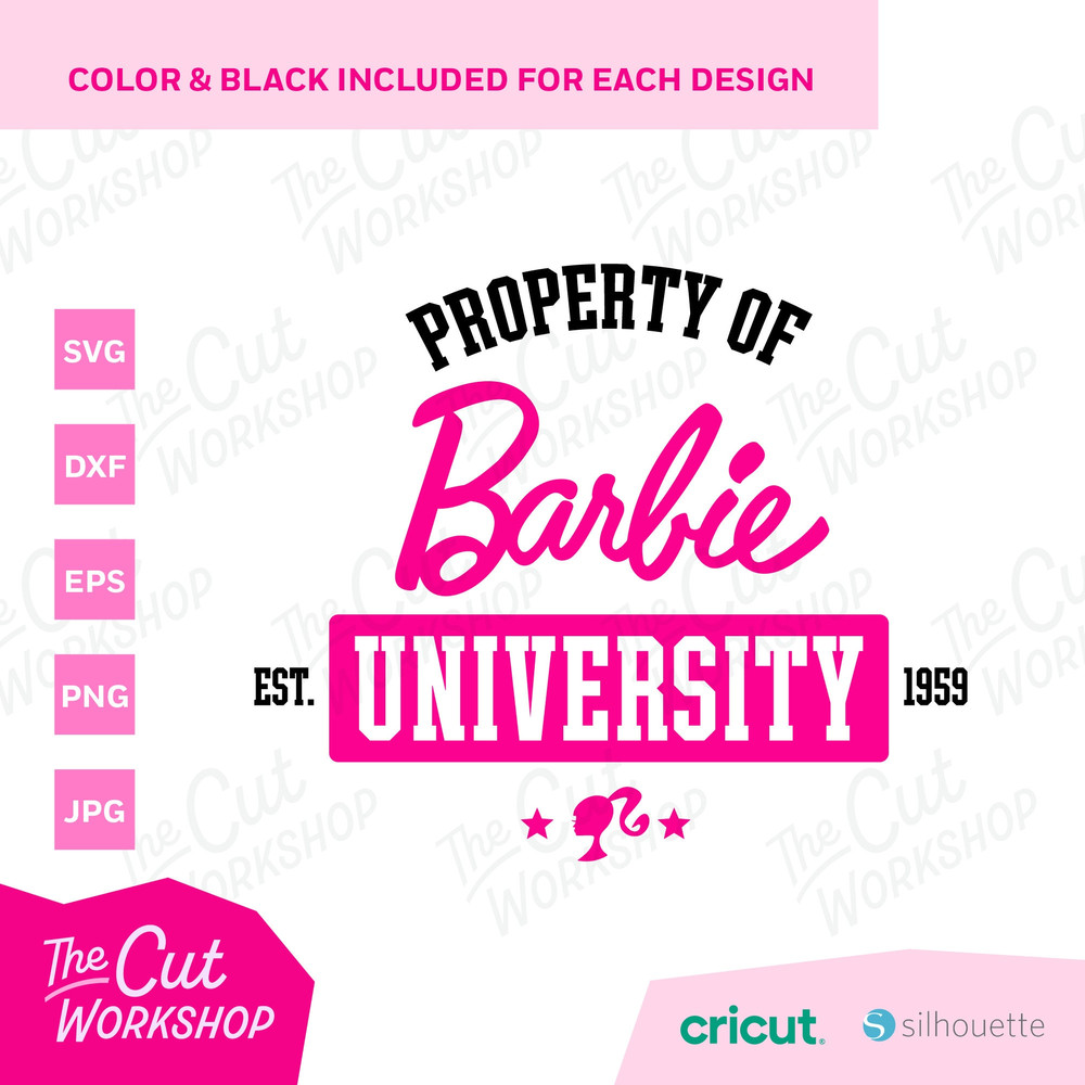 Property of Barbi University Script Logo  SVG PNG JPG Clipart Digital Download Sublimation Cricut Cut File Eps Dxf - 2.jpg