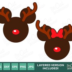 reindeer christmas mickey minnie mouse ears svg clipart images digital download sublimation cricut cut file png dxf jpg