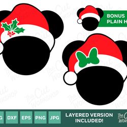 santa hat christmas mickey minnie mouse ears holly berries svg clipart images digital download sublimation cricut cut f