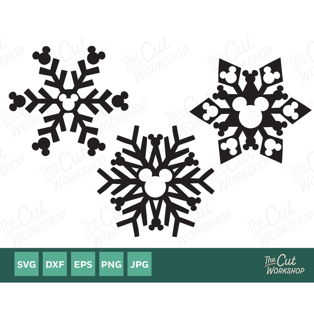 Snowflake Christmas Mickey Mouse Ears SVG Clipart Images Digital Download Sublimation Cricut Cut File Png Dxf Jpg - 1.jpg