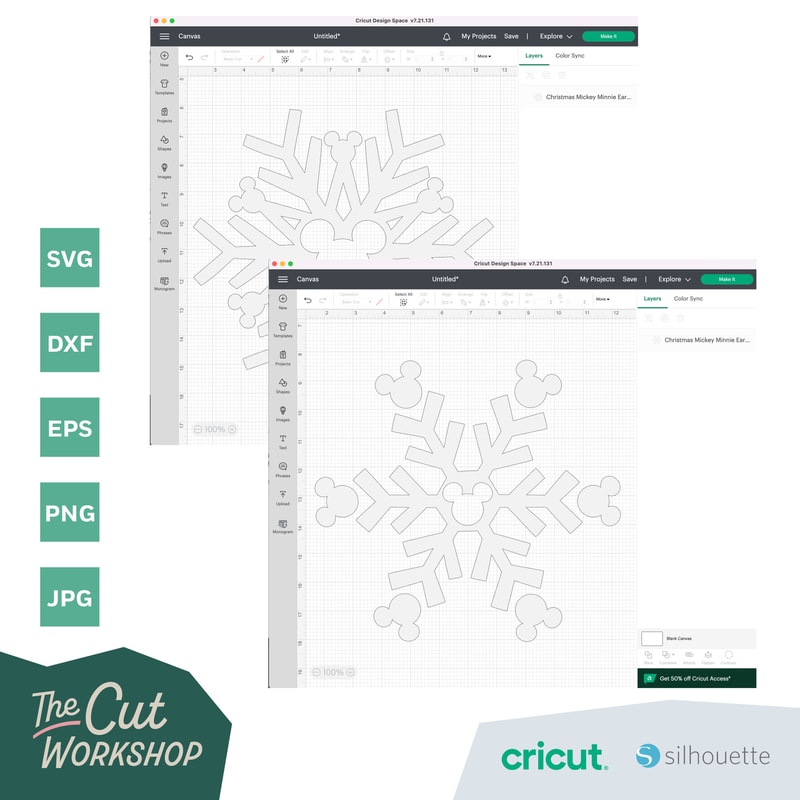 Snowflake Christmas Mickey Mouse Ears SVG Clipart Images Digital Download Sublimation Cricut Cut File Png Dxf Jpg - 3.jpg