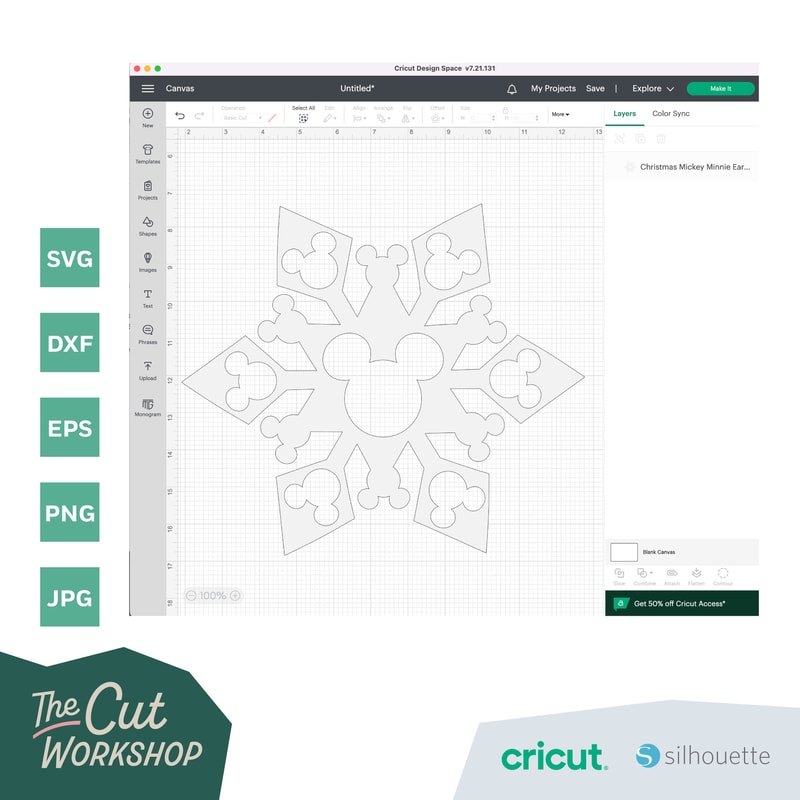 Snowflake Christmas Mickey Mouse Ears SVG Clipart Images Digital Download Sublimation Cricut Cut File Png Dxf Jpg - 4.jpg