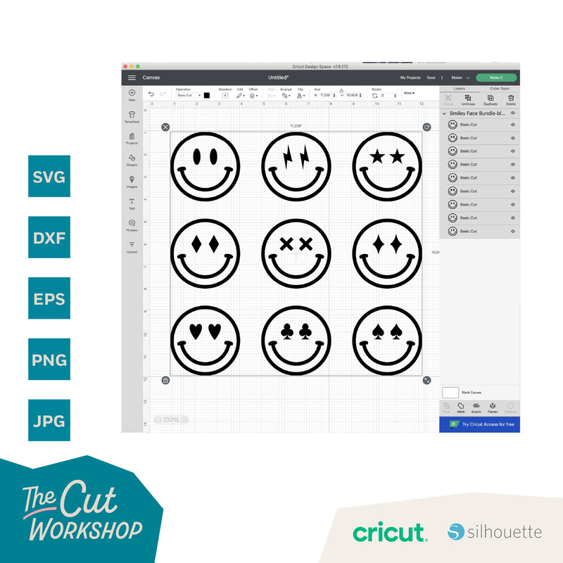 Smile Face Groovy Retro Happy Face Emoji Lighting Bolt Hearts  SVG Clipart Digital Download Cut File Cricut Sublimation Print Png Jpg - 8.jpg