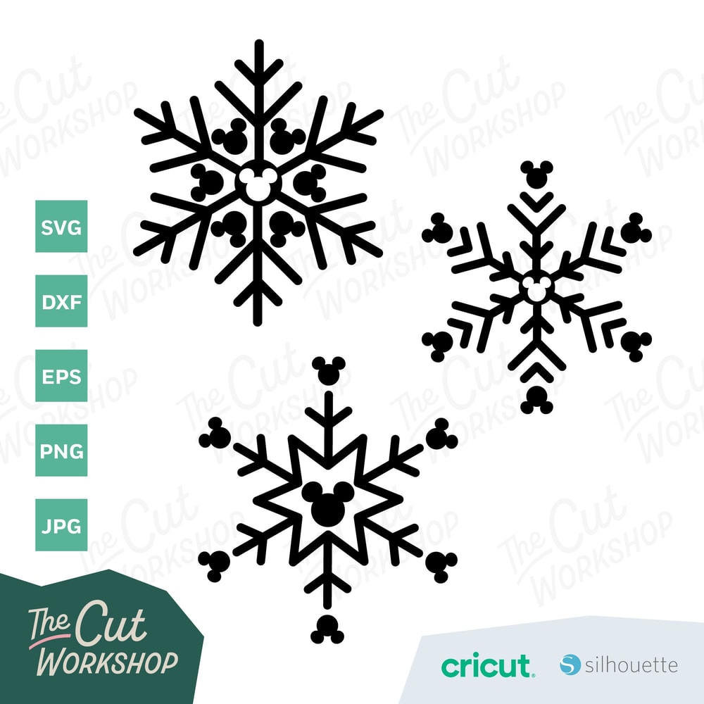Snowflake Christmas Mickey Mouse Ears SVG Clipart Images Digital Download Sublimation Cricut Cut File Png Dxf Jpg - 2.jpg