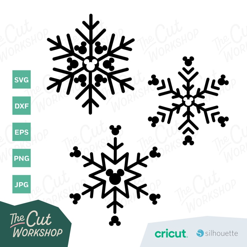 Snowflake Christmas Mickey Mouse Ears SVG Clipart Images Digital Download Sublimation Cricut Cut File Png Dxf Jpg - 2.jpg