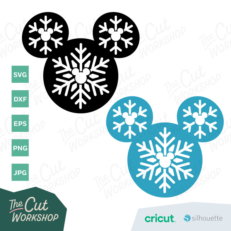 Snowflake Mickey Mouse Ears Christmas  SVG Clipart Images Digital Download Sublimation Cricut Cut File Png Dxf Jpg - 2.jpg