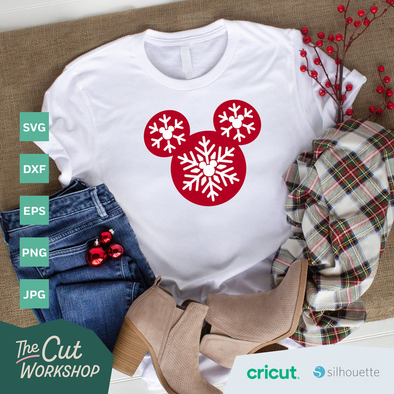 Snowflake Mickey Mouse Ears Christmas  SVG Clipart Images Digital Download Sublimation Cricut Cut File Png Dxf Jpg - 4.jpg