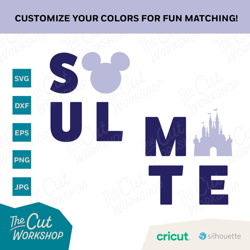 SOUL MATE Mouse Ears Castle Disneyland Disneyworld Trip Matching SVG Clipart Images Digital Download Sublimation Cricut Png Dxf Eps Jpg - 3.jpg