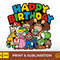 Super Mario Happy Birthday Luigi Princess Peach Yoshi Bowser Toad Goomba DK Group  PNG JPG Clipart Digital Download Sublimation - 1.jpg