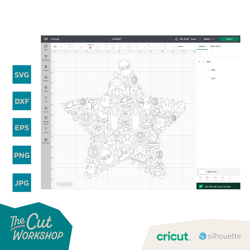 Super Star Mosaic Style Mario Kart Invincible Power Up Star SVG PNG Clipart Digital Download Sublimation Cricut Cut File Dxf Eps Jpg - 3.jpg