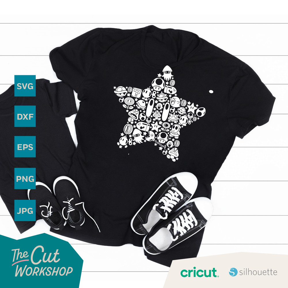 Super Star Mosaic Style Mario Kart Invincible Power Up Star SVG PNG Clipart Digital Download Sublimation Cricut Cut File Dxf Eps Jpg - 4.jpg