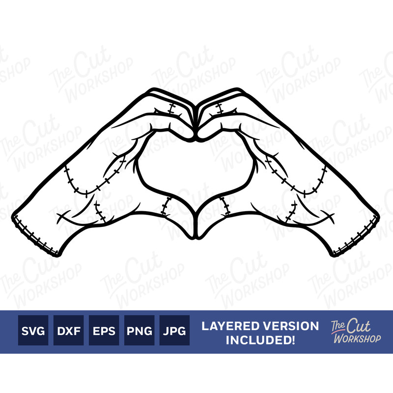 Thing Heart Hand Wednesday Addams  Layered SVG Clipart Images Digital Download Sublimation Cricut Cut File Png Dxf Jpg - 1.jpg
