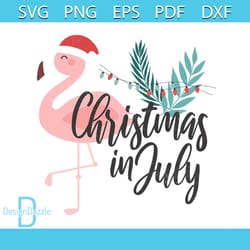 pink flamingo christmas in july png, christmas png, pink flamingo png