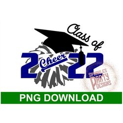 navy blue and gray cheer senior night sublimation design download, class of 2022 svg, graduation cap, grey