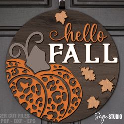 hello fall svg | laser cut files | leopard print pumpkin svg | welcome sign svg | front door sign | glowforge files