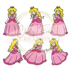 princess peach bundle feelin' peachy dxf, svg, png cricut files super mario bros princess peaches