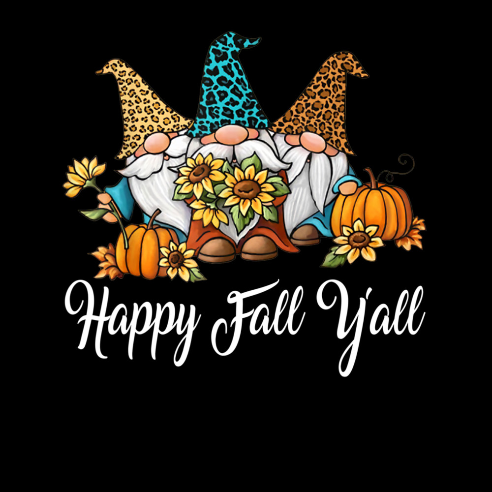 Happy Fall Yall Three Gnomes Leopard Sunflower Gift T-Shirt.jpg