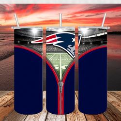 New England Patriots Zipper 20oz Skinny Tumbler Template PNG, New England Patriots NFL Tumbler Wrap PNG, Football PNG