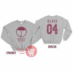 the umbrella academy sweatshirt klaus hargreeves shirt klaus sweater robert sheehan number four 4 umbrella academy logo