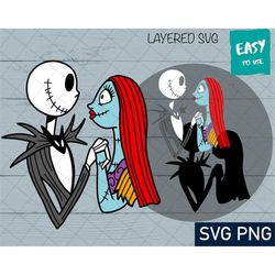 jack and sally svg, cricut svg, clipart, layered svg, files for cricut, valentine day, cut files, silhouette, t shirt sv