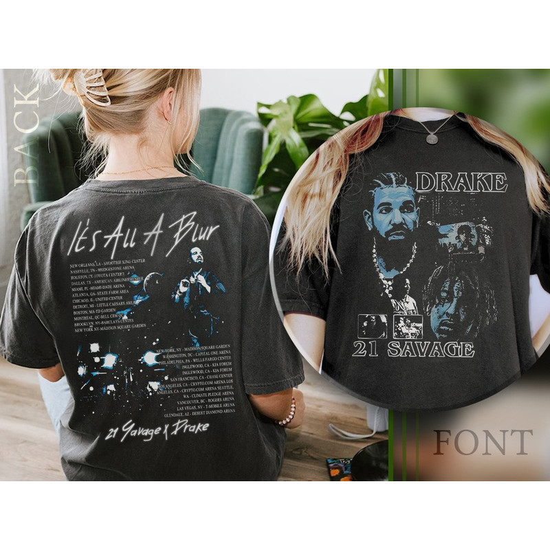 Comfort Colors® Drake 21 Savage Rap PREMIUM 2 Sided T Shirt, Drake Its All A Blur Tour 2023 - 1.jpg