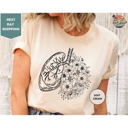 anatomical lung shirt, therapist shirt, floral lungs shirt, respiratory graphic tees, nurse gift