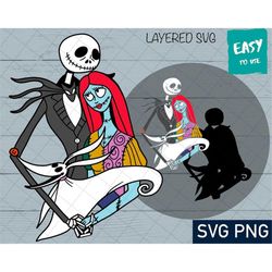 jack and sally svg, cricut svg, clipart, layered svg, files for cricut, christmas svg, cut files, silhouette, t shirt sv