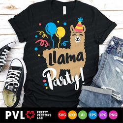 llama party svg, llama birthday svg, birthday party svg, dxf, eps, png, cute alpaca clipart, kids svg, woman shirt desig