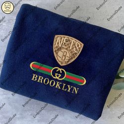 nba brooklyn nets embroidered shirt, nba nets gucci embroidery, embroidered hoodie, nba team sweatshirt