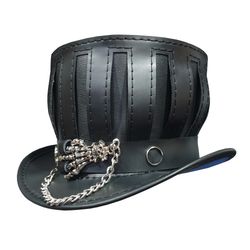 Steampunk Gothic Mad Hatter Leather Top Hat