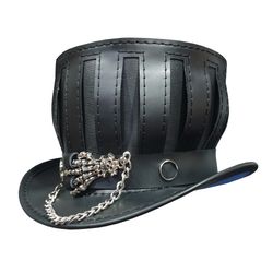 steampunk gothic mad hatter leather top hat