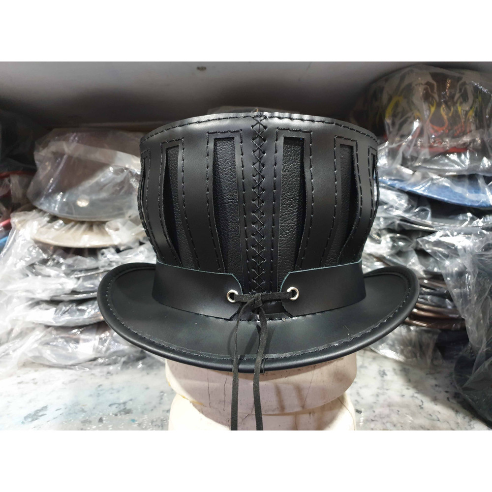 Steampunk Gothic Mad Hatter Leather Top Hat (8).jpg