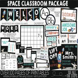 Outer Space Theme Classroom Banner Printable, Teacher Supply, Printable Classroom Teacher Decoration and Supplies