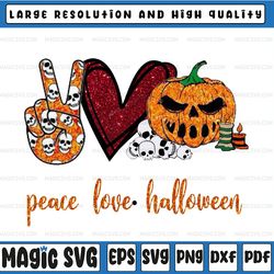 funny halloween pumpkin, peace love halloween, peace love pumpkin, halloween design png, png printable/ sublimation