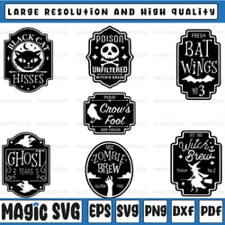 halloween label svg bundle | cricut, silhouette more | halloween svg | witch's brew svg | ghost svg | bat svg