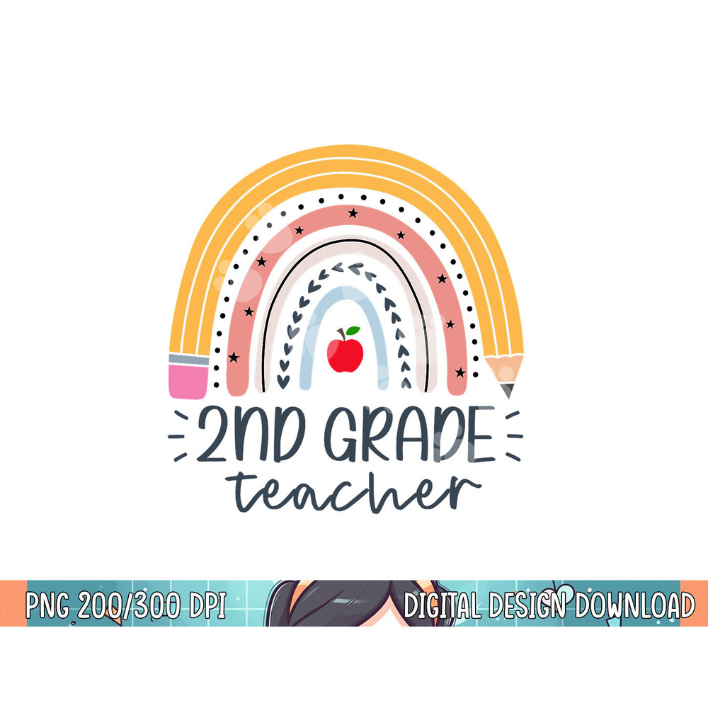 Second Grade Teacher Boho Rainbow 2nd Grade Teacher Womens png, sublimation.jpg