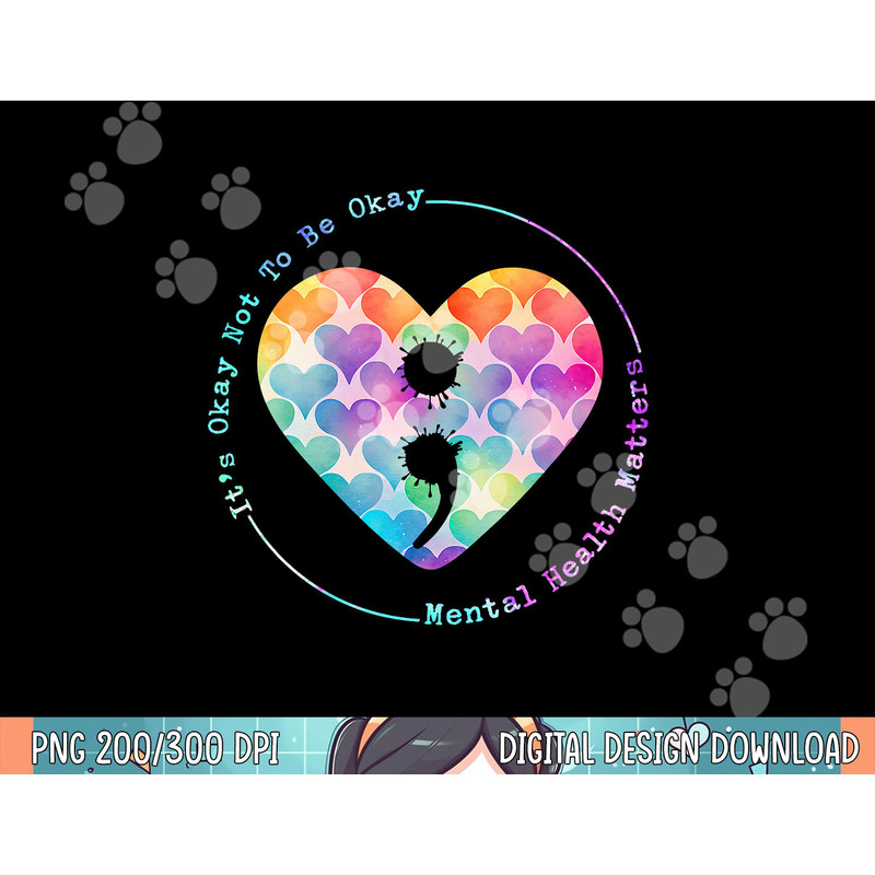 Semicolon Heart Suicide Prevention Mental Health Awareness png, sublimation.jpg