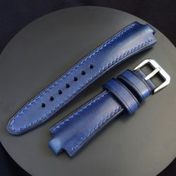 Blue watch strap for Bvlgari Diagono, Bulgari Aluminium, Bulgari Magnesium, 22x7mm, 22x8mm