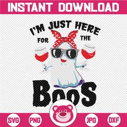 i'm just here for the boos svg, halloween svg, boos svg, funny ghost girl svg, ghost's bandana svg, drinking ghost svg
