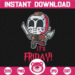 It's Friday SVG , Cute Jason Voorhees SVG ,Horror Movies, Halloween SVG, Clipart, Cutting File, Cricut
