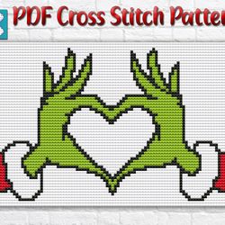 Grinch Cross Stitch Pattern / Christmas Cross Stitch Pattern / Disney Cross Stitch Chart / New Year Instant PDF Chart