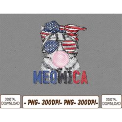 patriotic cat meowica bubblegum 4th of july funny cat lover png, digital download