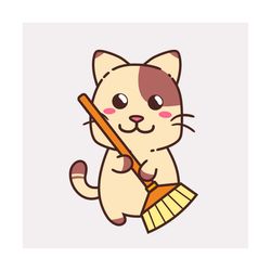 kitten cleans the house svg, pet svg, cat svg, cat lover svg